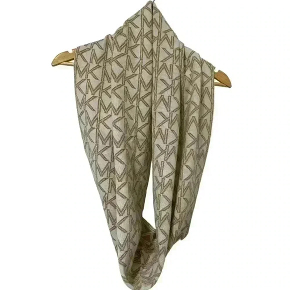 Michael Kors Womens Infinity Scarf Metallic Gold and Cream-NWOT - Picture 3 of 5